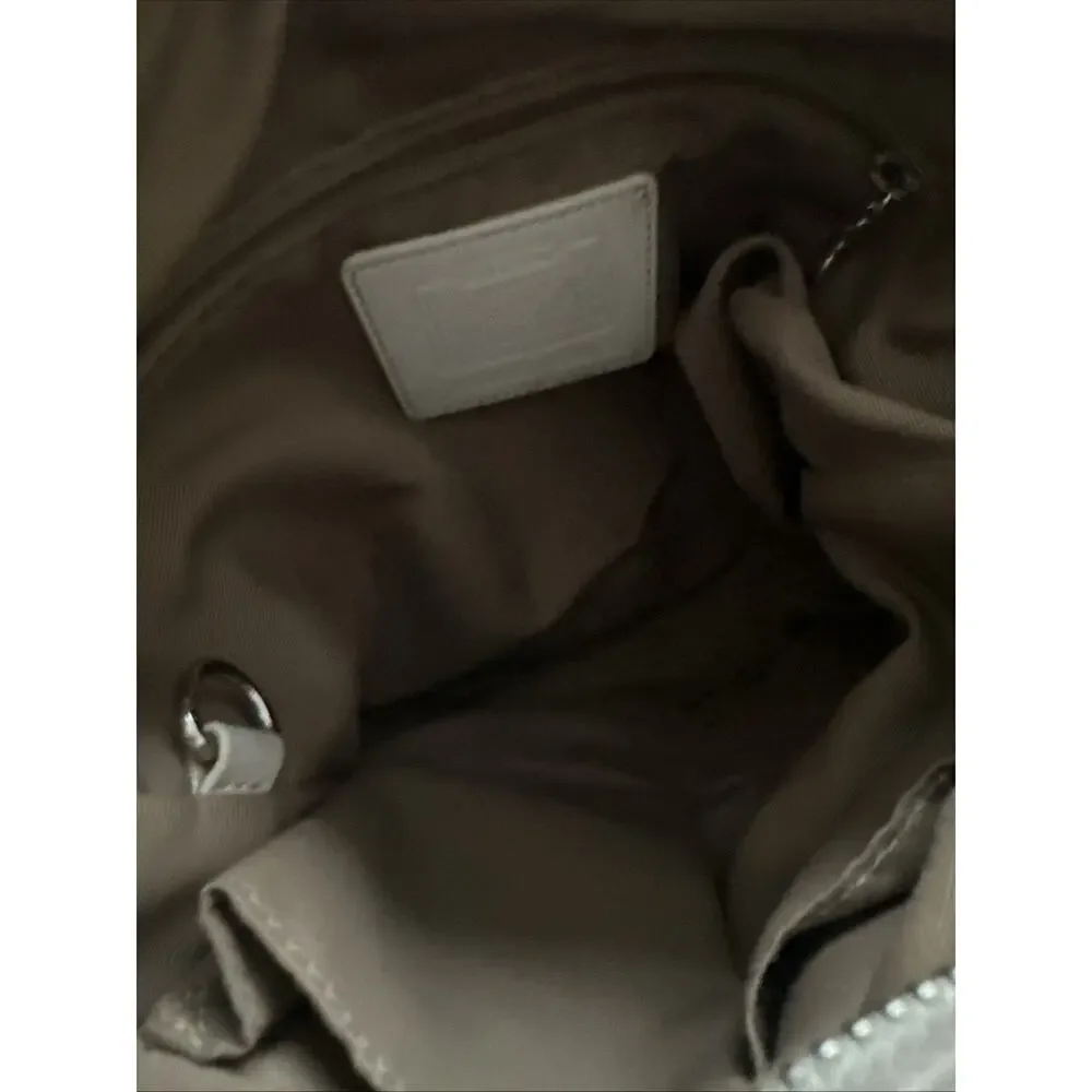 Coach vtg Purse Logo Signature Handbags White Brown Monogram F10416‎